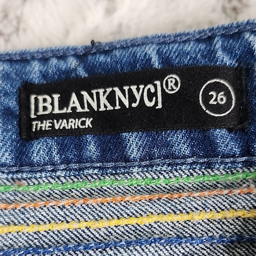 Blank NYC Button Fly Flare Rainbow Embroider Jeans - Picture 12 of 16